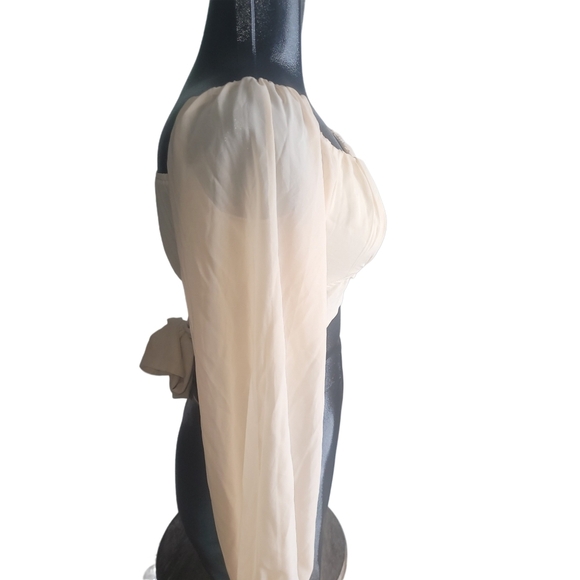 Windsor Chiffon Crop Top With Sheer Long Bishop Sleeves XS - Picture 5 of 8